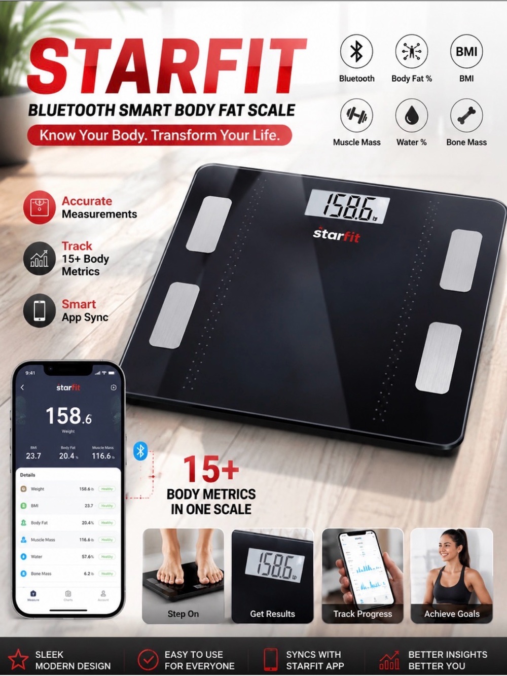 Starfrit Loose Weight Bluetooth Smart Body fat Health Scale